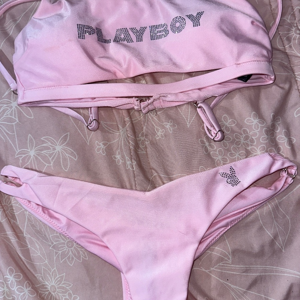 Pink playboy bathing suit